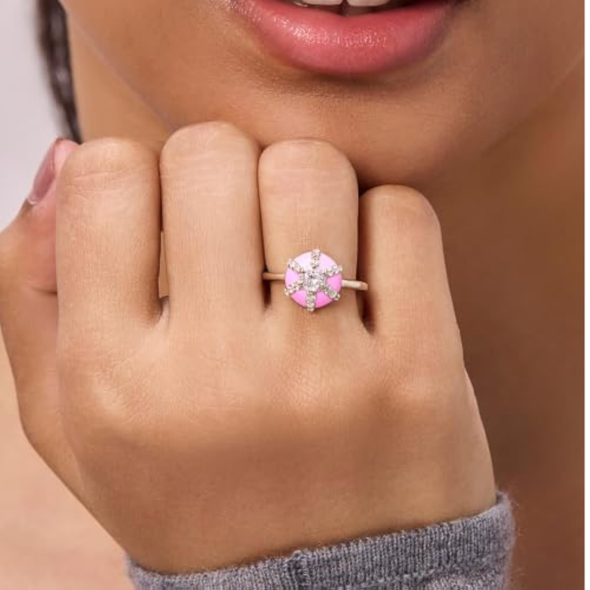 Women's 92.5 Sterling Silver Cosmic Candy Enamel Ring
